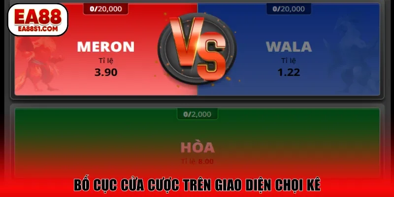 Bố cục cửa cược trên giao diện chọi kê