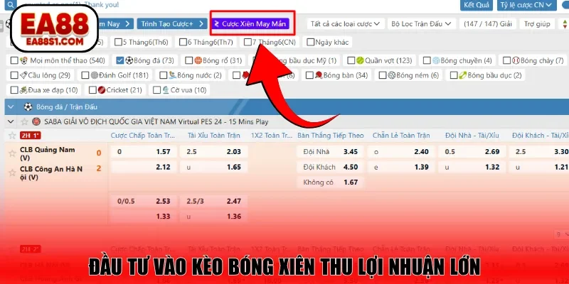 Đầu tư vào kèo bóng xiên thu lợi nhuận lớn