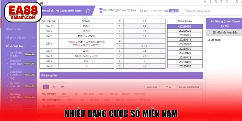 Nhiều dạng cược số miền Nam