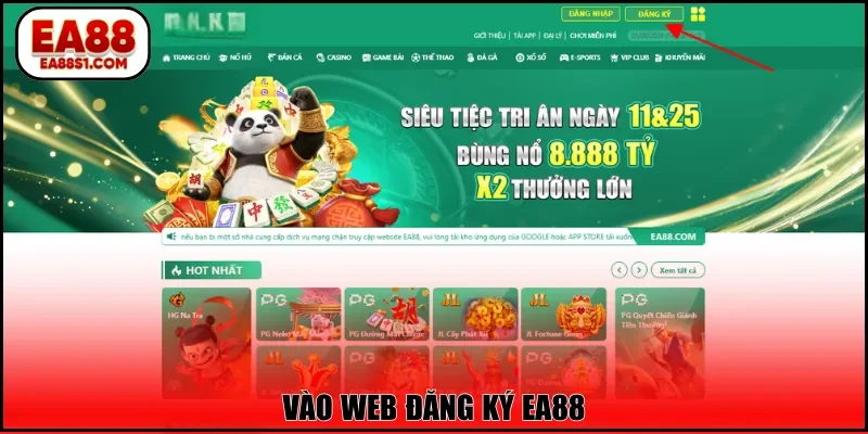 Vào web đăng ký EA88